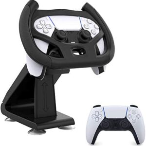 PS5 Steering Wheel, Joso Driving Game Steering Wheel Racing Controller Set Stand Bracket Holder for Sony Playstation 5 Dualsense Controller with 4 Table Suction Cup Mount((Controller Not Included)