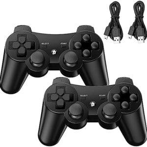 Controller for PS-3, Pack of 2 Wireless Controller for PS-3 with Dual Shock, Gyro Axis, Bluetooth Controller, Rechargeable Remote PS-3 Gamepad Joystick with 2 Charging Cables