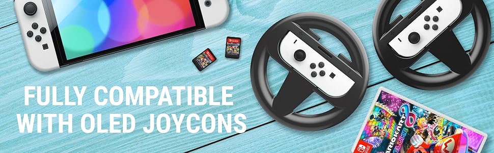 Orzly Steering Wheels for Nintendo Switch & OLED Joy-Con Steering Wheel JoyCon for Mario kart 8 