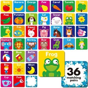Hebayy Memory Matching Game, 72 PCS First Words Matching Cards for Toddlers 36 Pairs Memory Cards Educational Toys for Preschool 4 5 6 Years Old