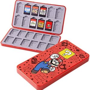 PERFECTSIGHT Cute Game Card Case for Nintendo Switch/Switch Lite/OLED, 24 Game Holder Cartridge Case for Game Cards and 24 SD Cards, Kawaii Portable Compact Storage Box (Red Mario, 24 Slots)