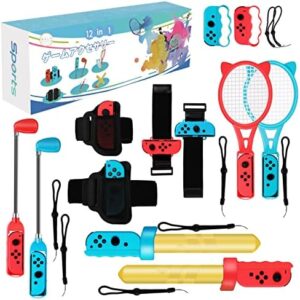 OLDZHU Switch Sports Accessories,12 in 1 Family Sports Games Pack Accessories Kit,Switch Sports Accessories Bundle Compatible with Nintendo Switch/OLED Console & Joy-con