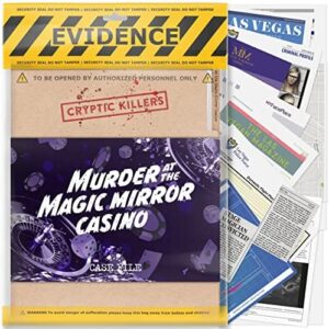 Unsolved murder mystery game - Cold Case Files Investigation - CRYPTIC KILLERS - Detective Evidence & Crime File - individuals, date nights & party games- "Murder at the Magic Mirror Casino"