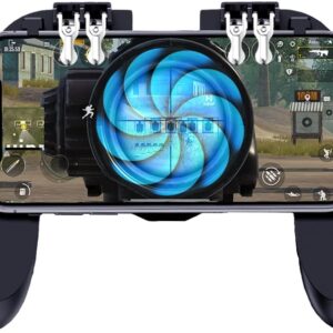 Ozkak Mobile Game Controller with Phone Cooling Fan Phone Gaming Grip Gamepad Joystick 4 Triggers L1R1 for PUBG Smartphone Android iOS