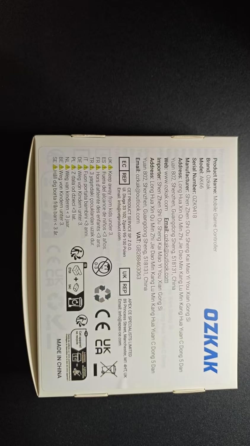 Ozkak Mobile Game Controller Universal Phone Gaming Grip 4 Triggers One-piece Gamepad Joystick 6 fingers L1R1 L2R2 for PUBG iPhone Android IOS Samsung Smartphone width from 7 to 9.5 CM - Image 3