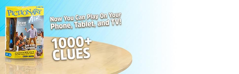 Pictionary Air Drawing Game, Family Game with Light-up Pen and Clue Cards, Links to Smart Devices