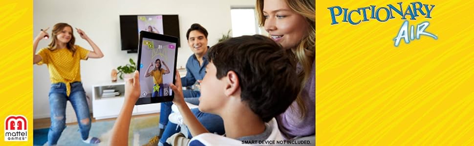 Pictionary Air Drawing Game, Family Game with Light-up Pen and Clue Cards, Links to Smart Devices