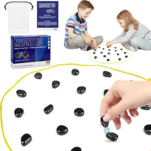 Magnetic Chess Game Magnetic Chess Board Game Set Battle Chess with Magnetic Effect Puzzle Strategy Game Magnet Game Set for Party Supplies Family Interactive Gathering Travel (20Pcs Stones)