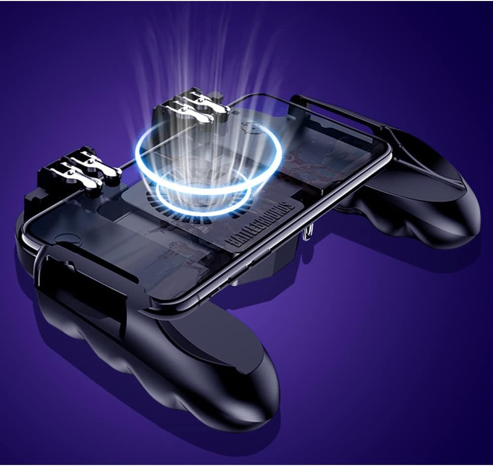 Ozkak Mobile Game Controller with Phone Cooling Fan Phone Gaming Grip Gamepad Joystick 4 Triggers L1R1 for PUBG Smartphone Android iOS - Image 2