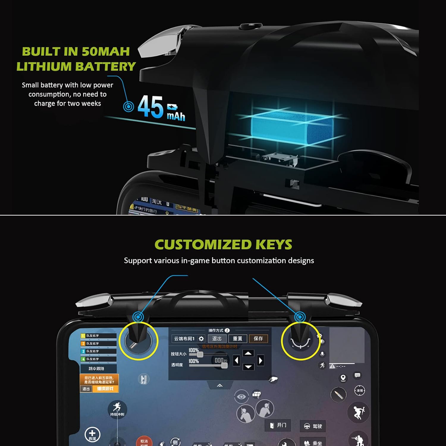 Yunseity Mobile Game Controller for PUBG/Fortnite/Rules of Survival, Mobile Gaming Triggers for Android, IOS Phone, Automatic High Frequency Click - Image 5