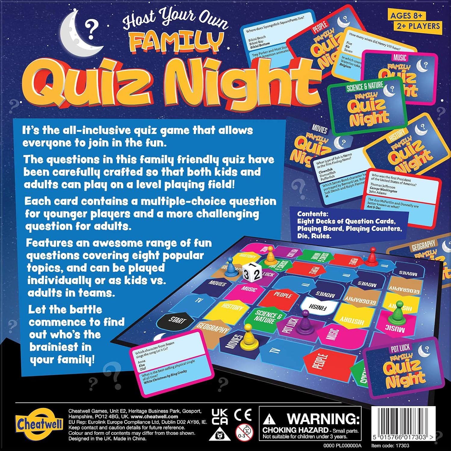 Cheatwell Games Family Quiz Night - Trivia Board Game – Quiz Game for Kids and Adults – 2+ Players – Includes 1200 Unique Questions Cards – Fun Family Game - Image 2