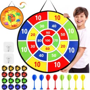 26 Inches Kids Toys Dart Board,Dinosaur Theme Double Sided with 16 Sticky Balls and 8 Darts, Safe Indoor Outdoor Sports Party Game Toys for 3 4 5 6 7 8+ Years Old Boys Girls Gift