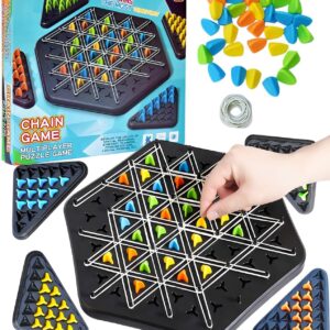 Chain Triangle Chess Game, Wavelength Geometric Chess Board for Family Night Game,Triggle Rubber Band Strategy Games for Kids and Adults,2 to 4 Players