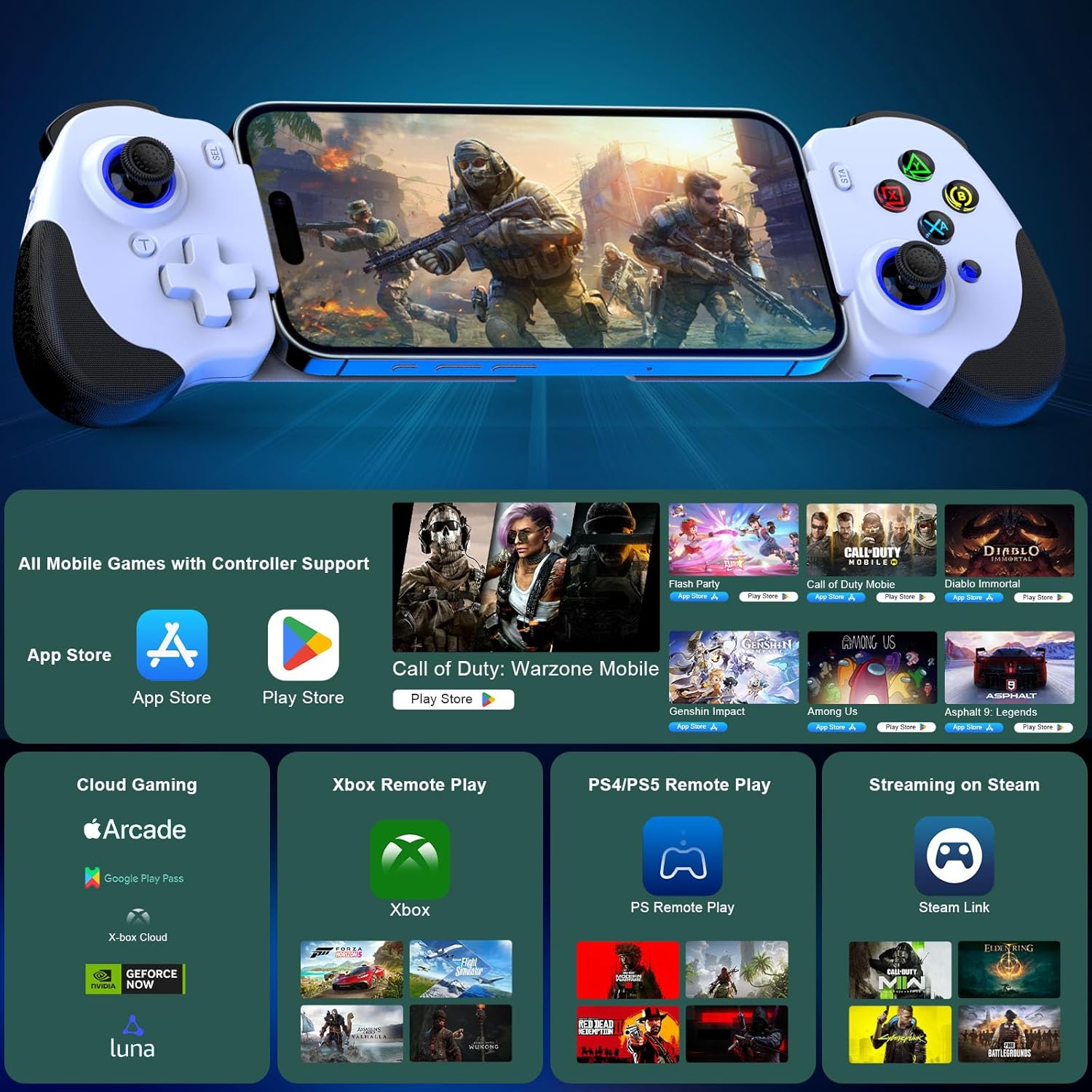 Joso Mobile Gaming Controller for Android,iPhone 15/16 Series (USB-C) - Remote Control Play PS5/PS4/Xbox/PC, COD, emulators, Genshin Impact & More, Android for PUBG,2 Mappable Buttons - Image 3