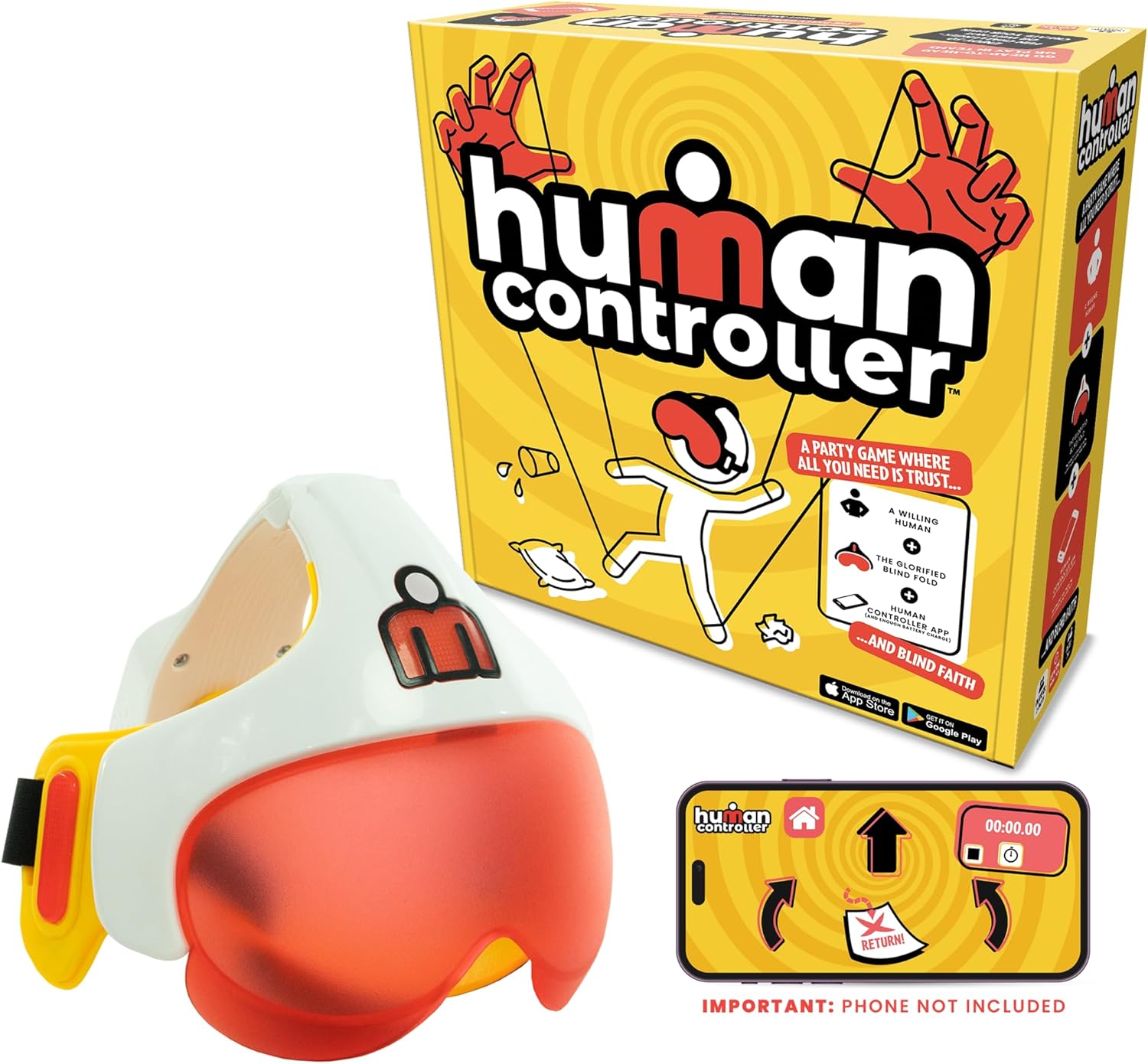 TOMY Human Controller Game (German Version) – Interactive Blindfold Challenge with Vibrating Headset & Mobile App, Fun Party & Team Game for 2+ Players, 30+ Hilarious Tasks, iOS & Android, Ages 14+ - Image 2